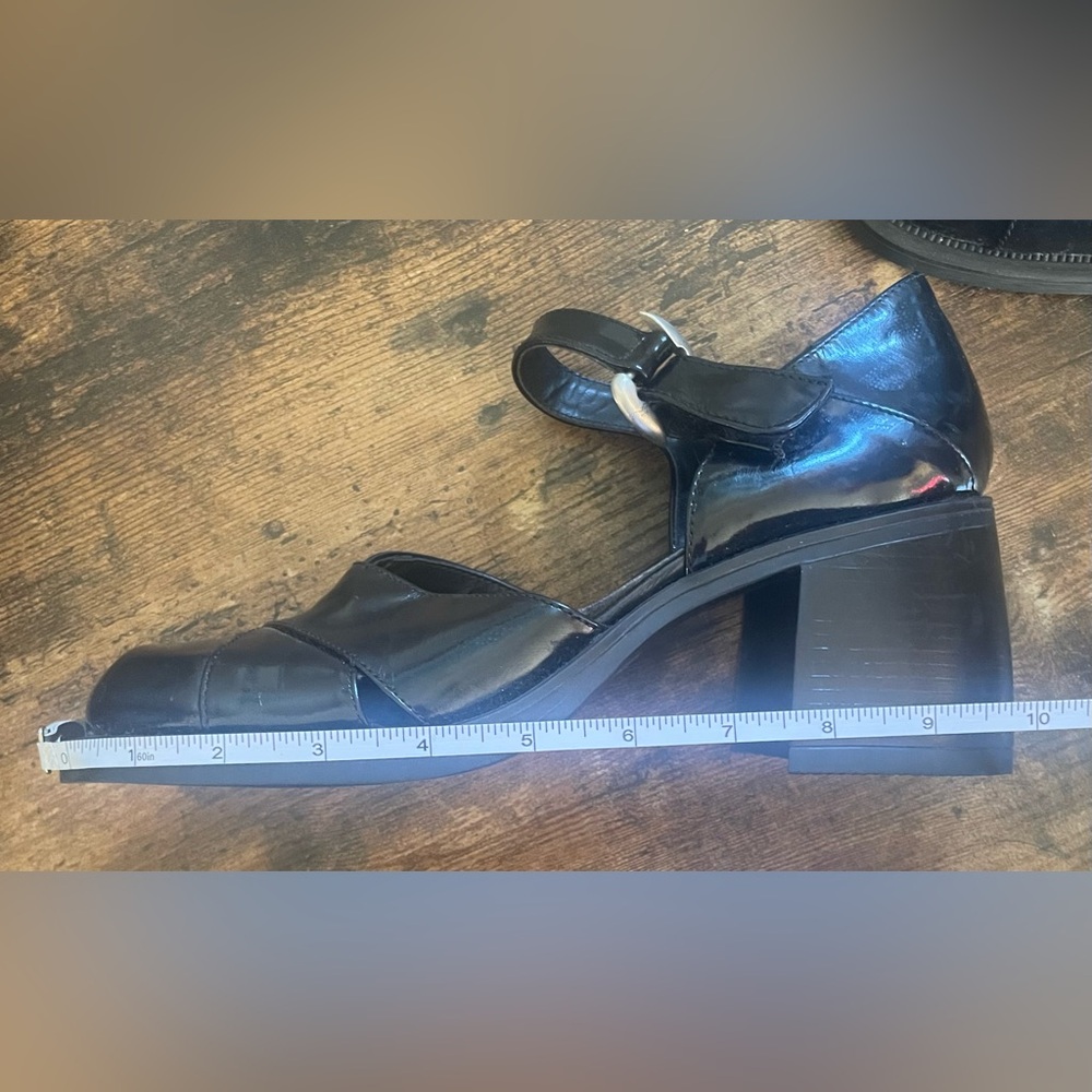 Vintage 90’s black leather and rubber size 9 / 40 Mary Jane block heals - Picture 8 of 9